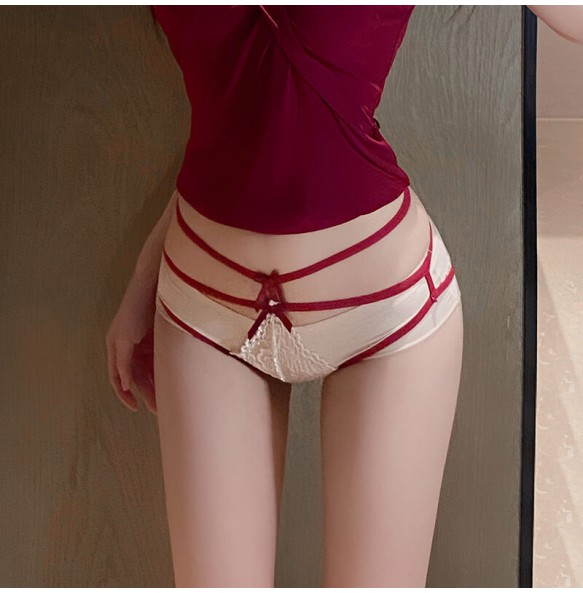 FEE ET MOI - Thin Strap Lace Panties (Burgundy)